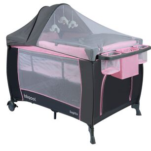 Cuna Playard Sagitta Rosado + Colch&oacute;n De Espuma