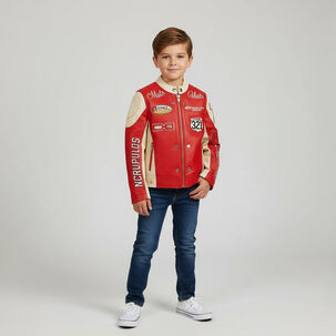 Chaqueta Infantil Varsity Eco Cuero Modelo Racing