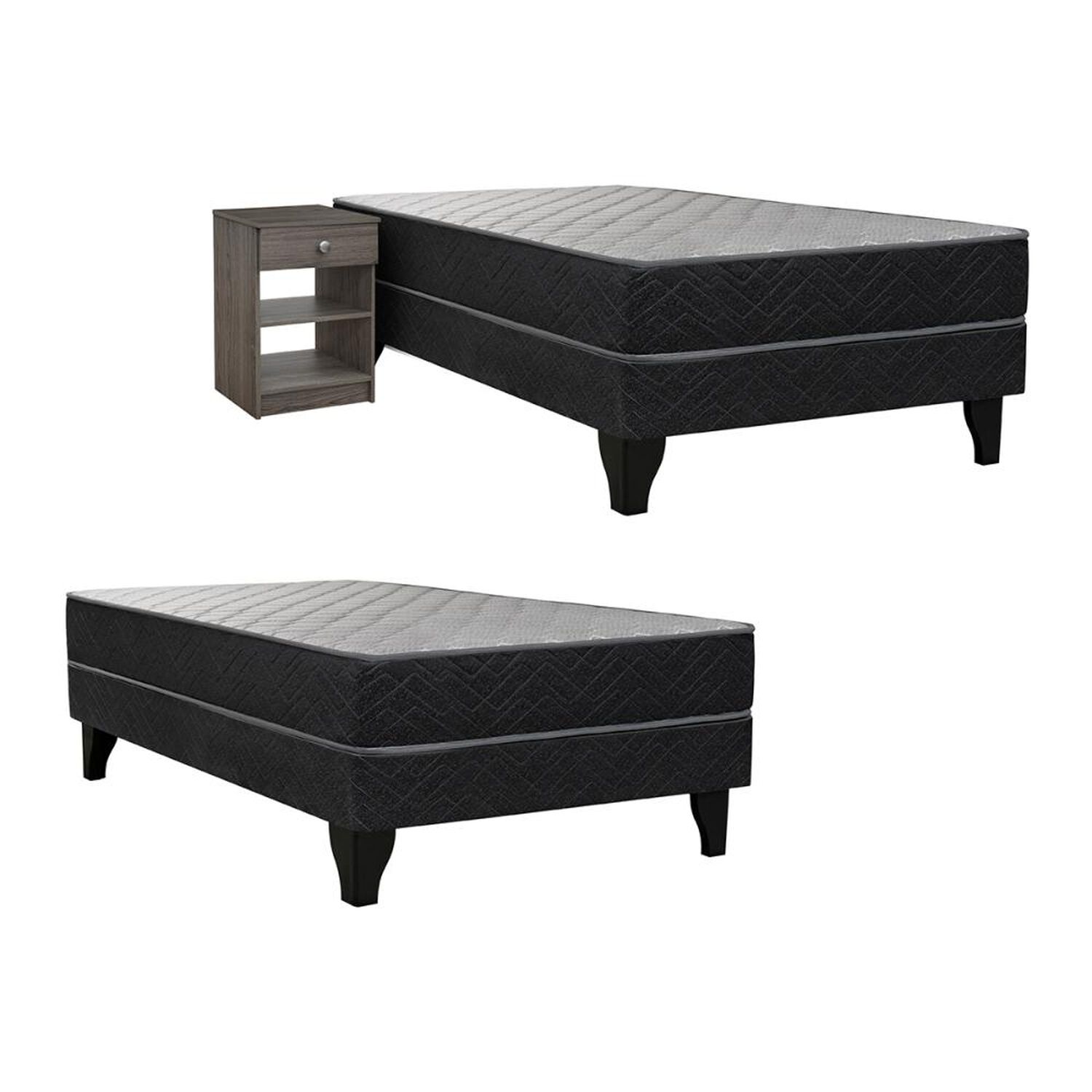 Cama Europea Celta Apolo Black / 1 Plaza / Base Normal + Velador image number 0.0