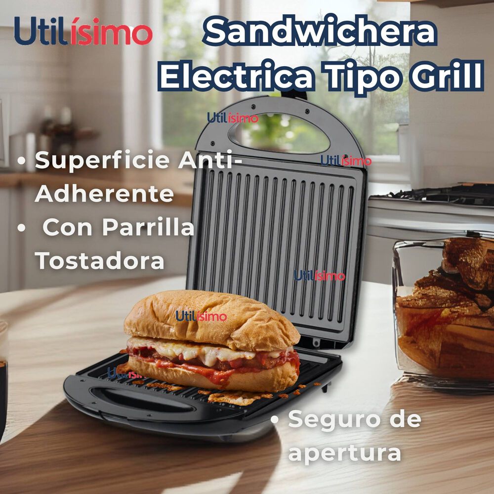Sandwichera Eléctrica Tipo Grill Tostador Y Plancha Raf image number 2.0