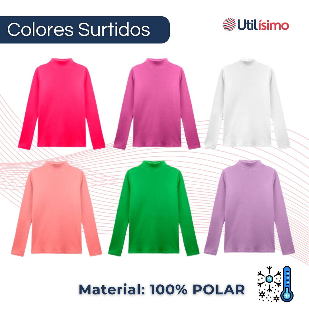 Pack 3 Camiseta Polera Polar Cuello Beatle Ni&ntilde;a Primera Capa image number 1.0