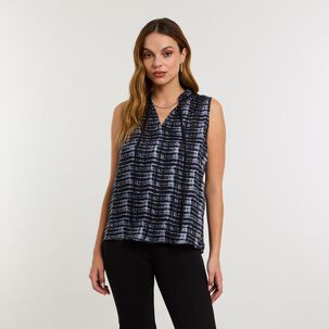 Blusa Animal Print Sin Mangas Cuello Mao Mujer Kimera