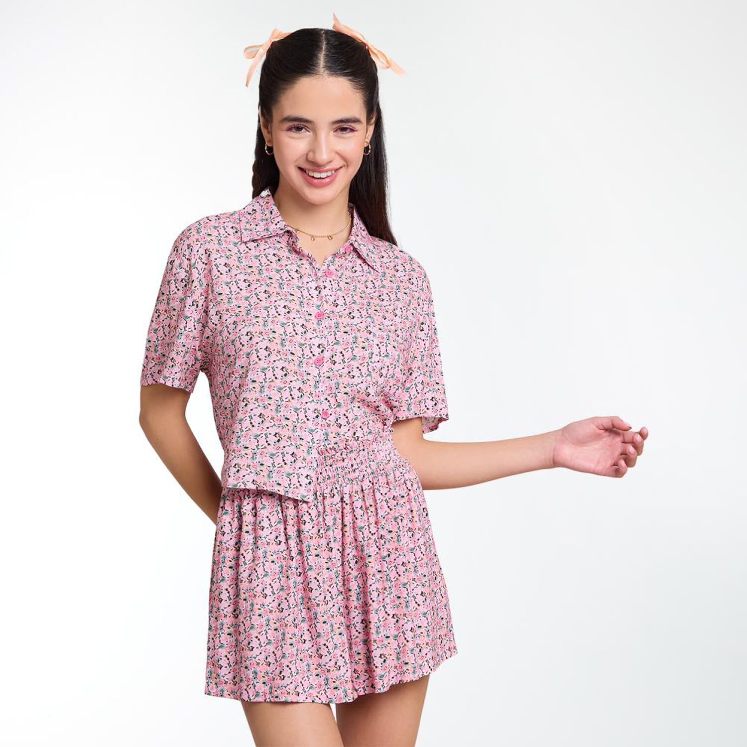 Blusa Corta Manga Corta Cuello Camisero Mujer Freedom image number 0.0