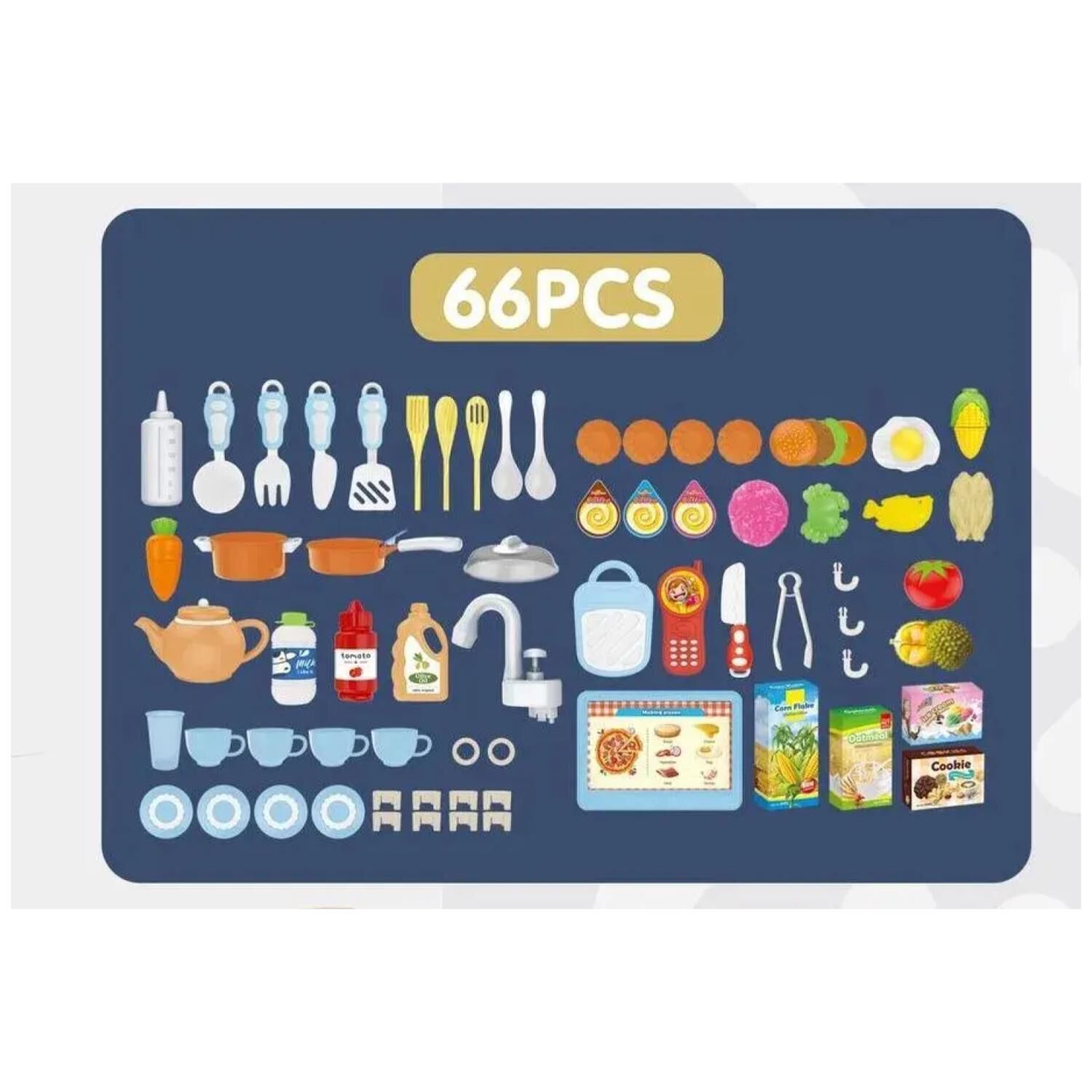 Juguete Set Cocina 66 Piezas 1mt Luz Sonido Azul Infantil image number 1.0