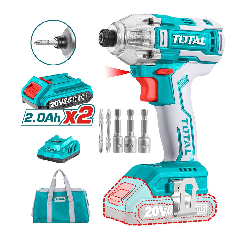 Atornillador De Impacto 20v Sin Carbones Litio Ion Total image number 0.0