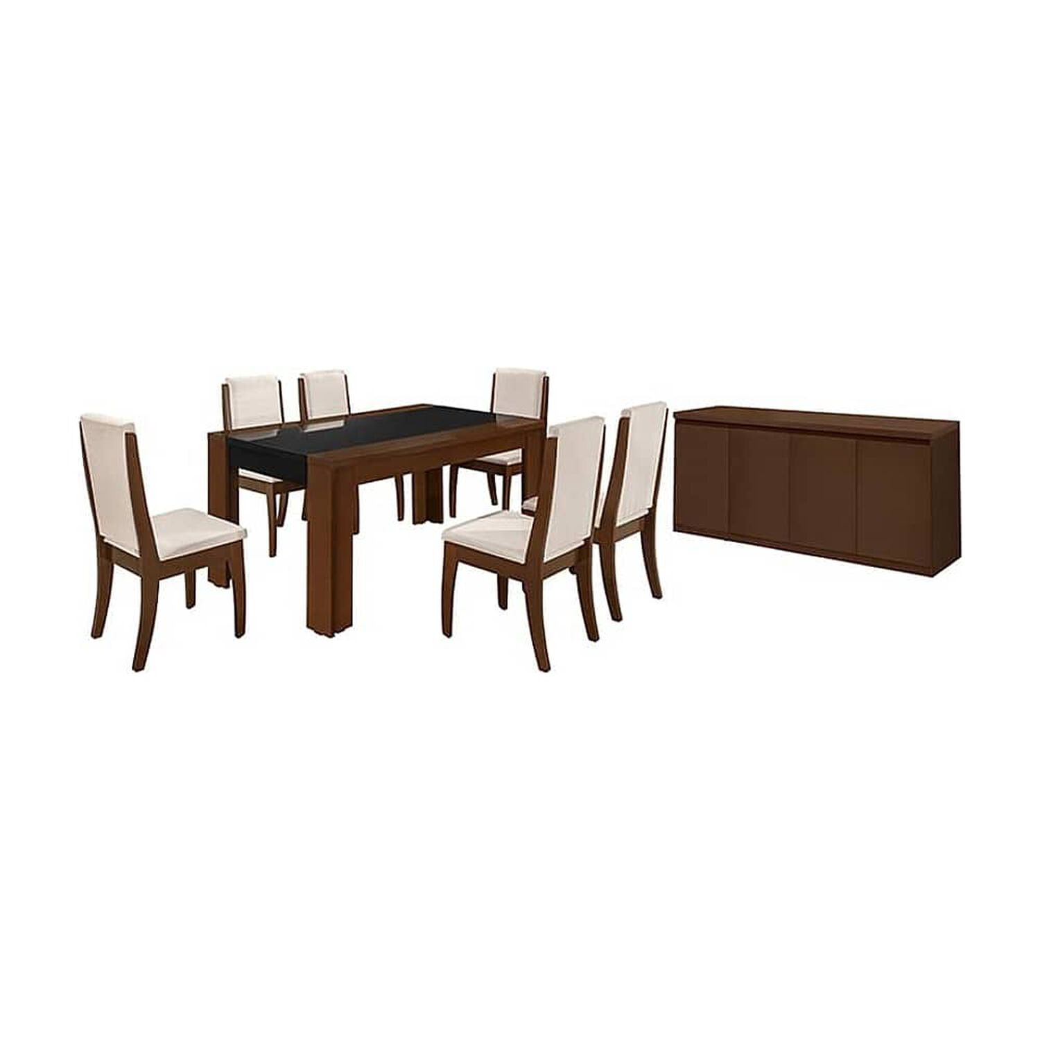 Juego De Comedor Decocasa Lorenzi Casta&ntilde;o / 6 Sillas + Buffet image number 0.0