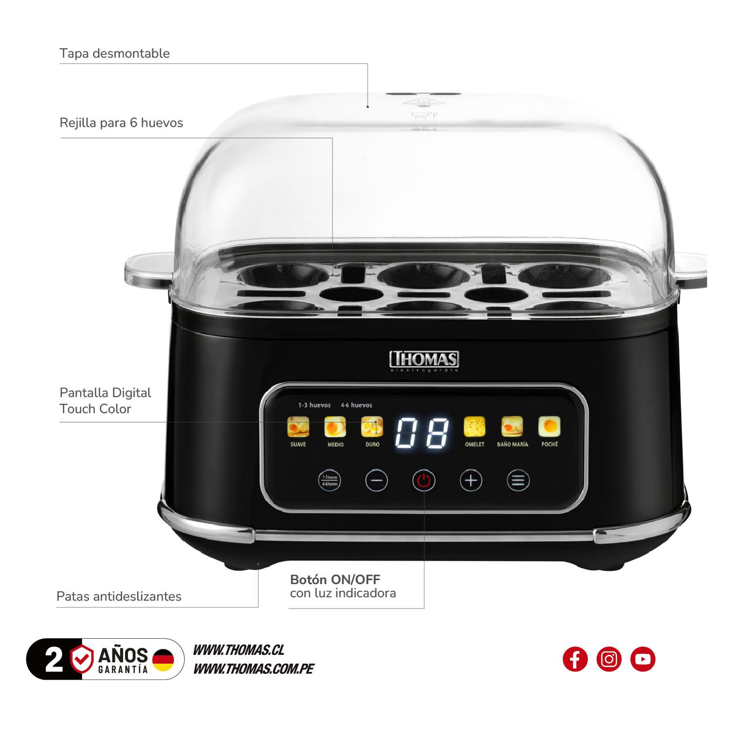 Cocedor De Huevos Thomas Th-85dc / 6 Huevos / 380 Watts image number 5.0