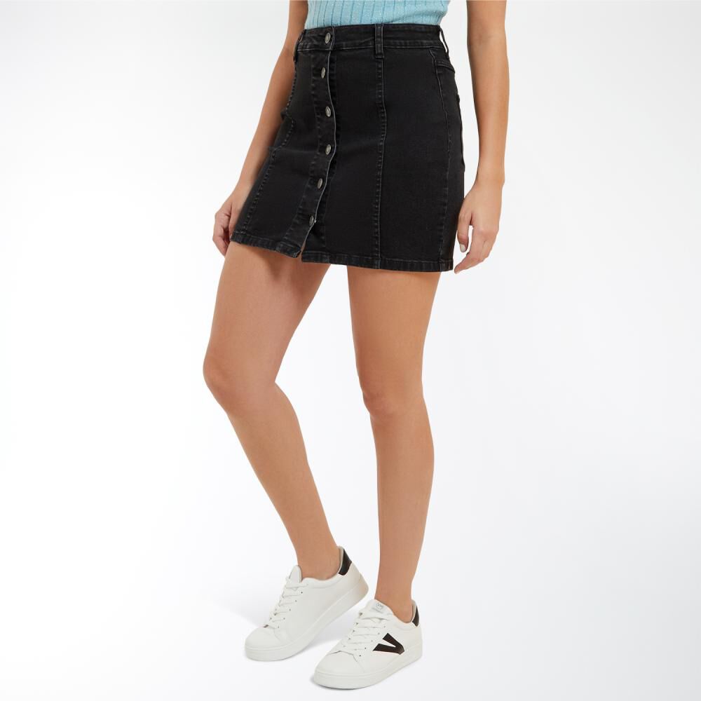 Falda Midi Botones Tiro Medio Regular Mujer Kimera image number 2.0