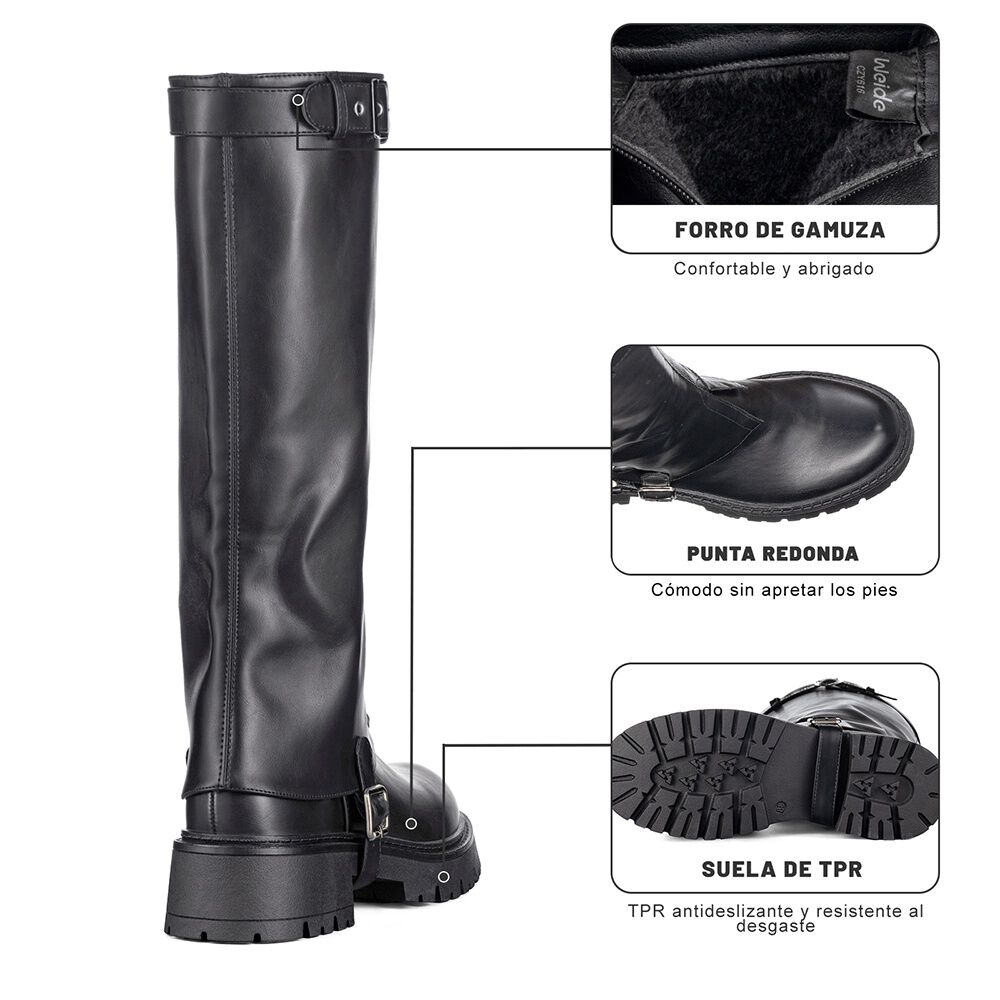 Bota Larga Mujer Eco Cuero De Moda Desmontable Weide Czy616 image number 7.0