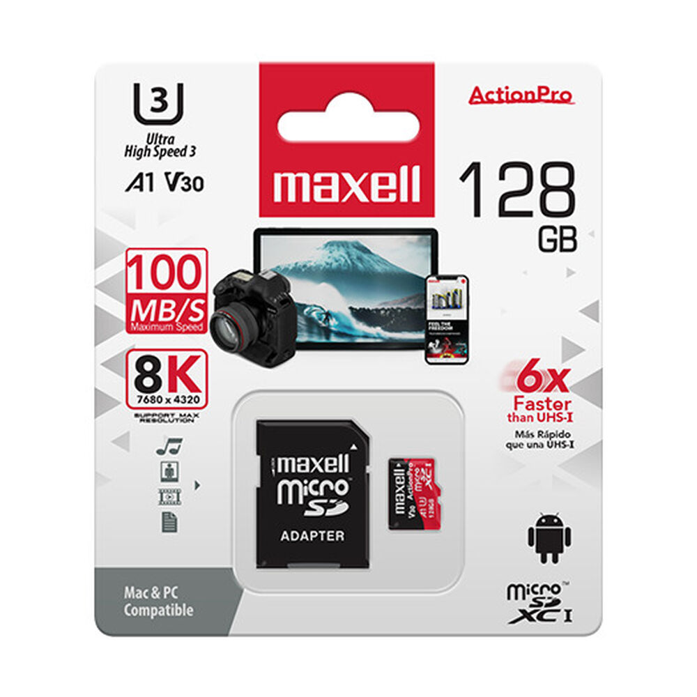 Tarjeta Microsd Maxell 128gb Uh-3 8k A1 100mb/s image number 2.0