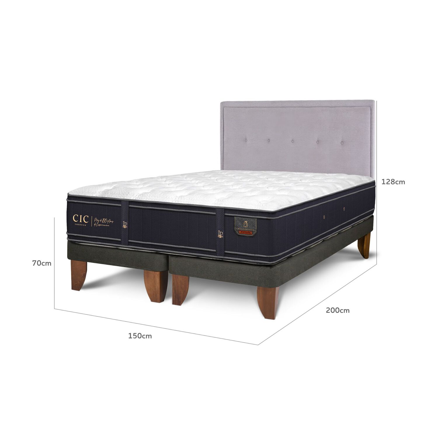 Cama Europea Cic Grand Premium / 2 Plazas / Base Dividida + Respaldo image number 2.0