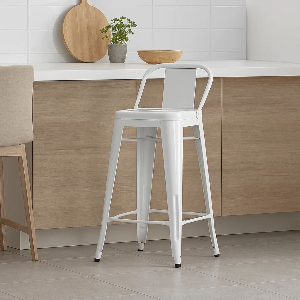 Taburete Tolix Acero Con Respaldo - Blanco image number 2.0