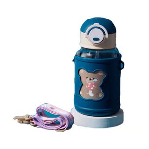 Botella De Agua Portatil 620ml Osito Kawaii Azul Infantil