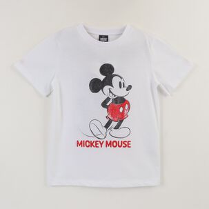 Polera Manga Corta Ni&ntilde;o Blanco Mickey Mouse Disney