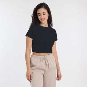 Polera B&aacute;sica Crop Manga Corta Cuello Redondo Mujer Freedom