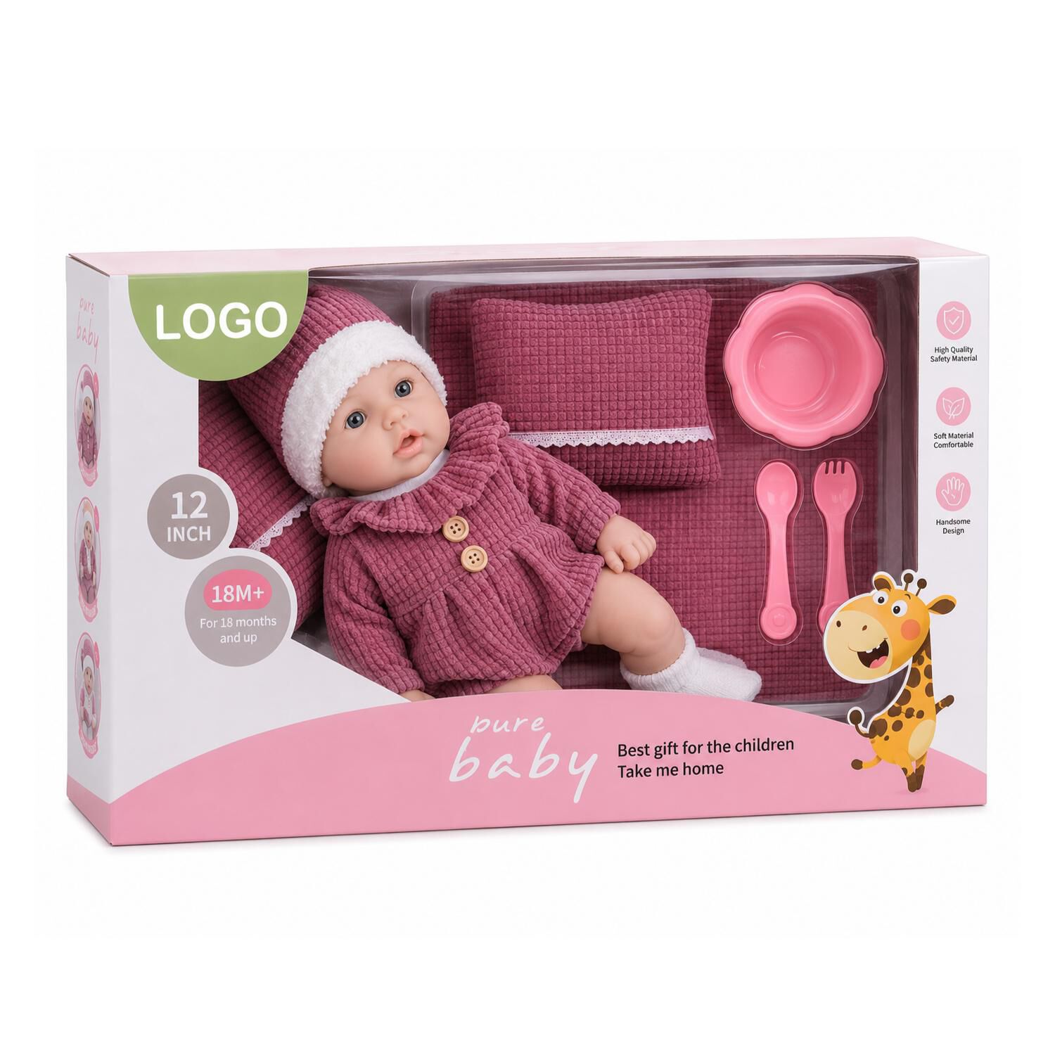 Juguete Mu&ntilde;eca Bebe 35cm Con Accesorios Rosado Infantil image number 4.0