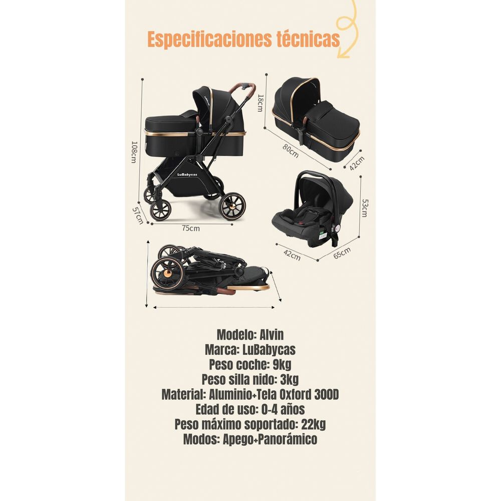 Coche Travel System Lubabycas 0-4 A&ntilde;os Aluminio Alvin image number 7.0