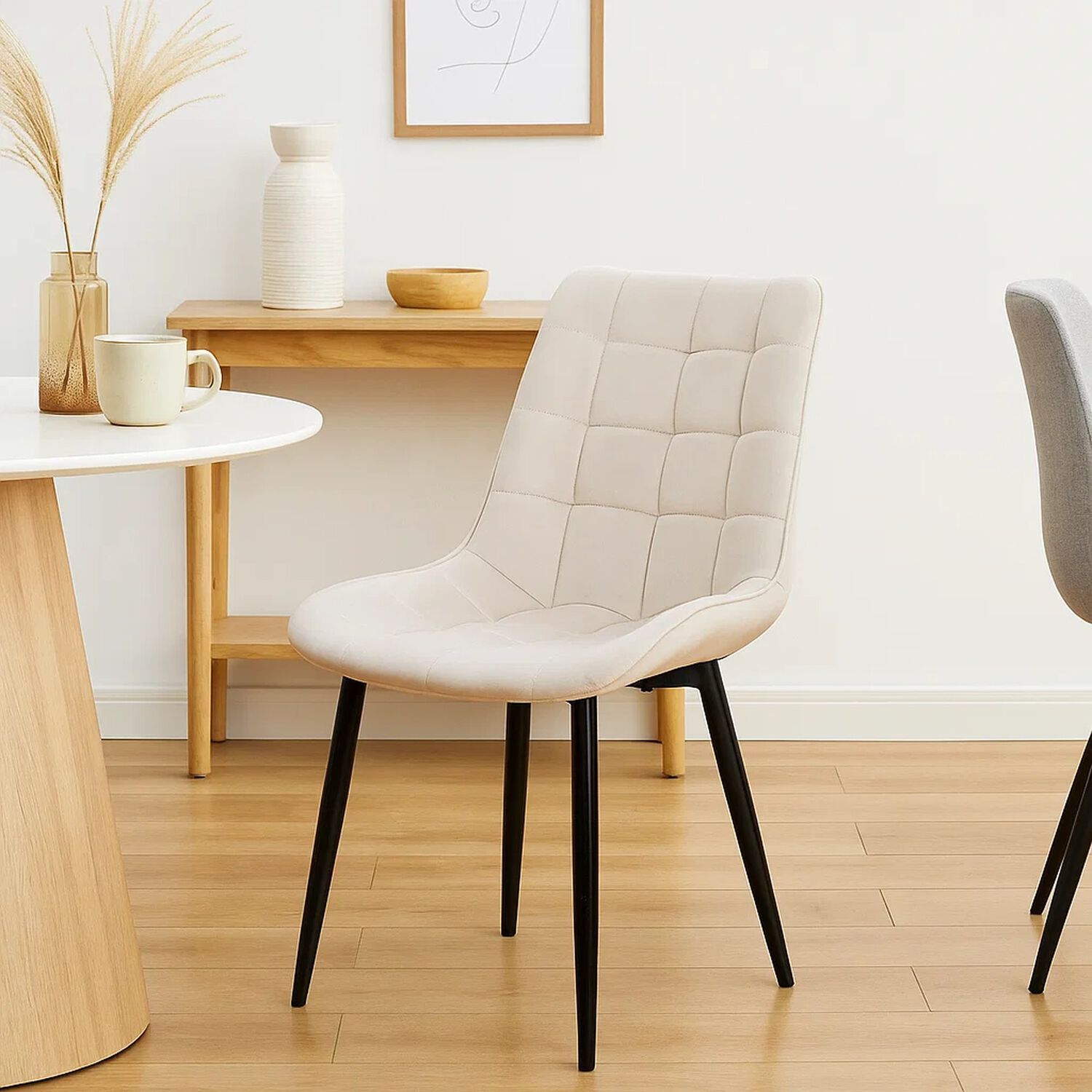 Silla De Comedor Macron Acolchada Terciopelo - Beige image number 2.0
