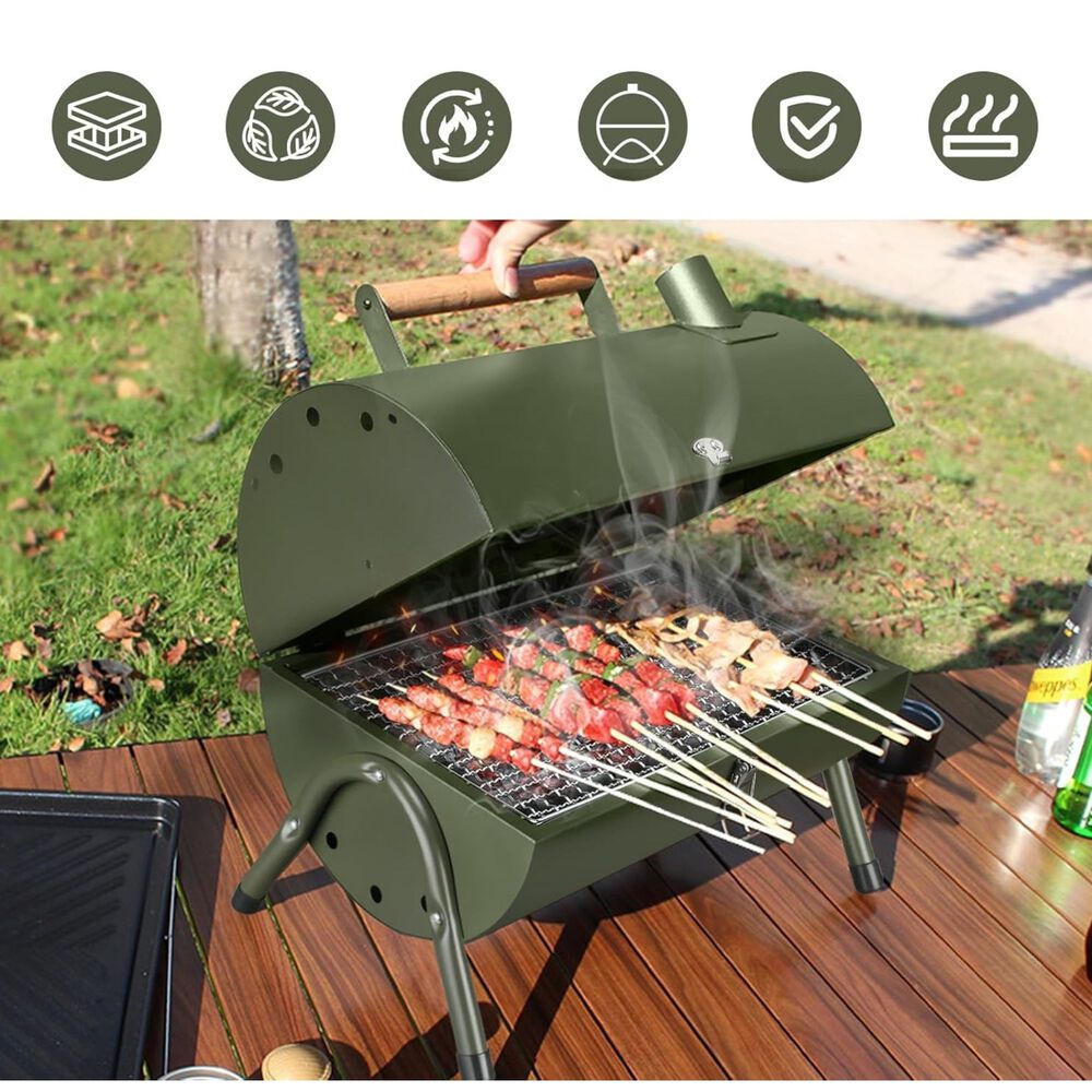 Parrilla Ahumador Doble Portatil Carbon Camping image number 4.0