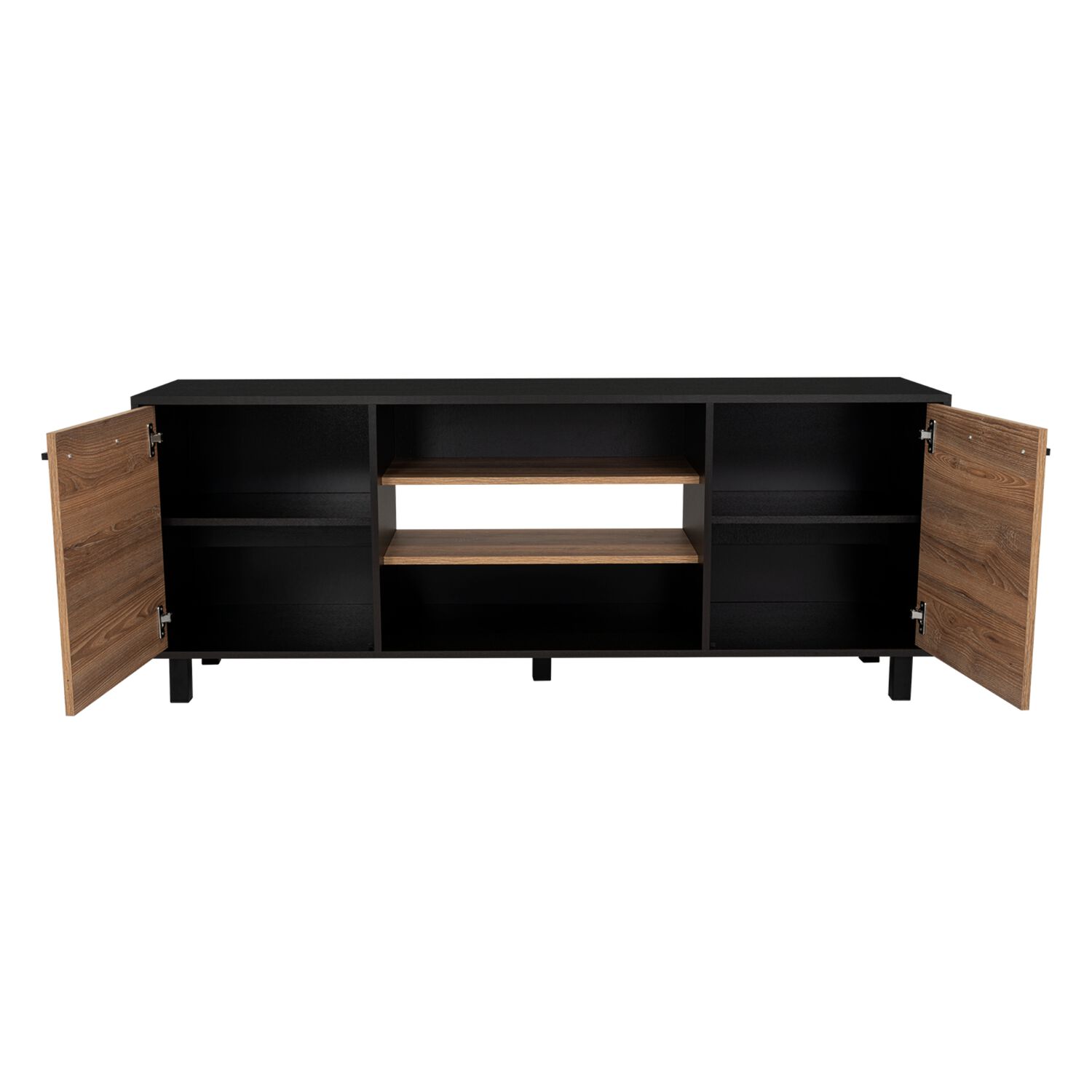 Rack Tv 65" 2 Puertas 4 Repisas Fm-012n Negro Y Caf&eacute; Claro image number 3.0