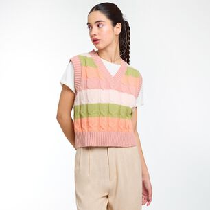 Sweater Rayas Sin Mangas Cuello Redondo Mujer Freedom