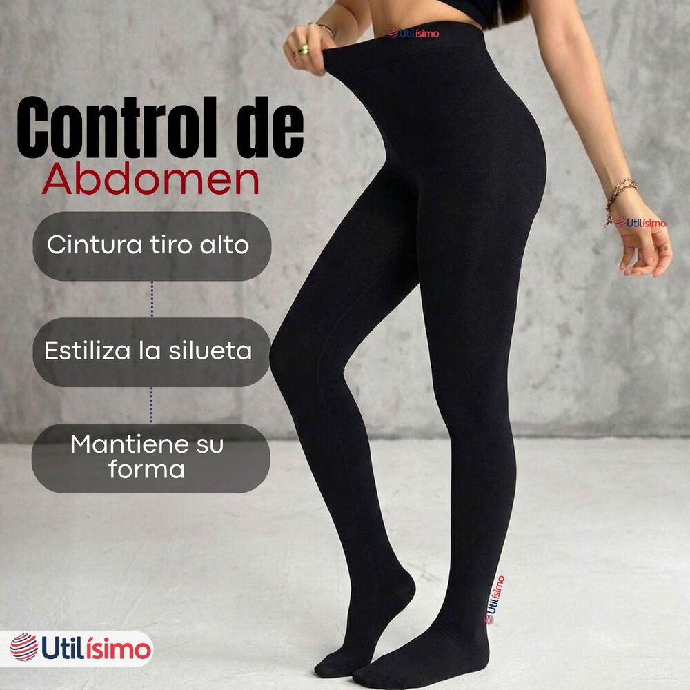 Pack 5 Calzas Pantys Con Chiporro Mujer Elasticada Negra image number 5.0