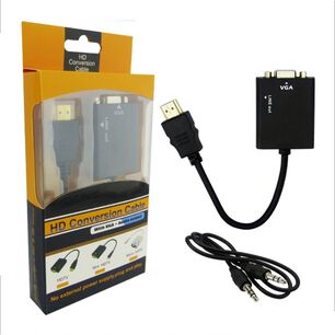 Convertidor De Hdmi A Vga Con Audio Incluye El Cable 1x1 En Caja Pvc