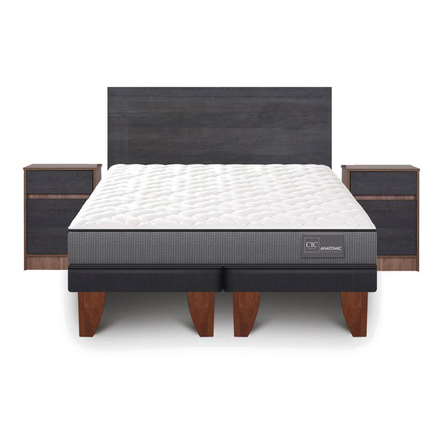 Cama Europea Cic Anatomic / King / Base Dividida + Set De Maderas + Pack de Almohadas Cic Fibra image number 1.0