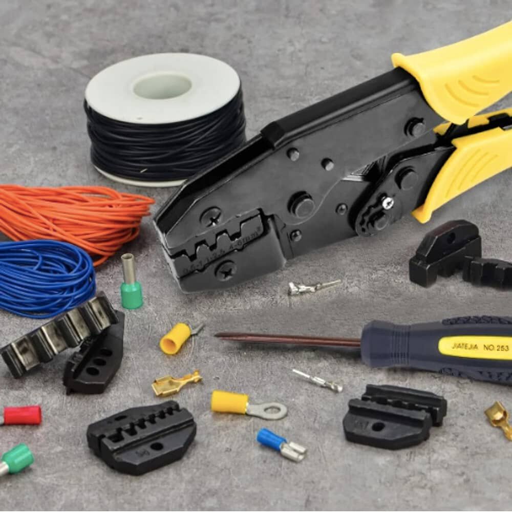 Alicate Crimpeadora Prensa Trinquete + 8 Cabezales image number 4.0