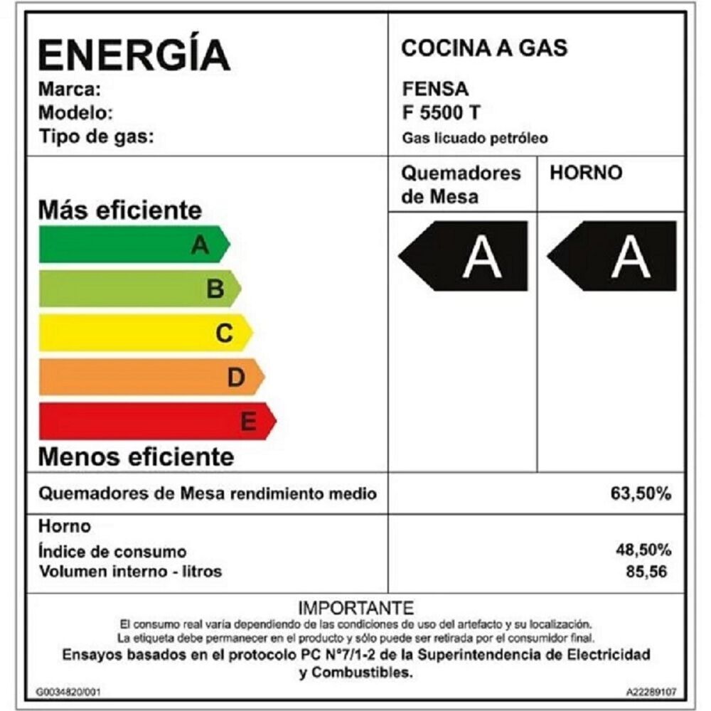 Cocina Gas Fensa F5500t 5 Q image number 3.0
