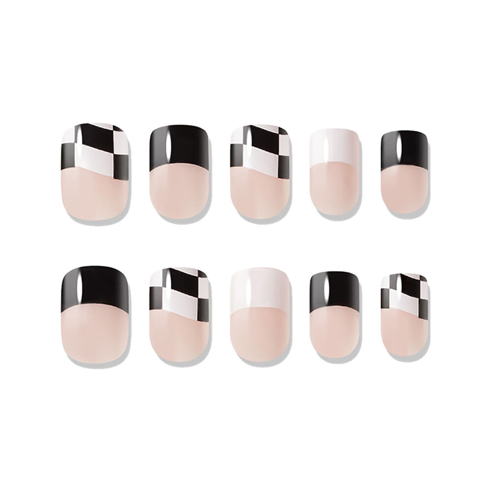 Muzmak - Uñas Press On Checkerboard Wave Regular Square 36 U. image number 1.0