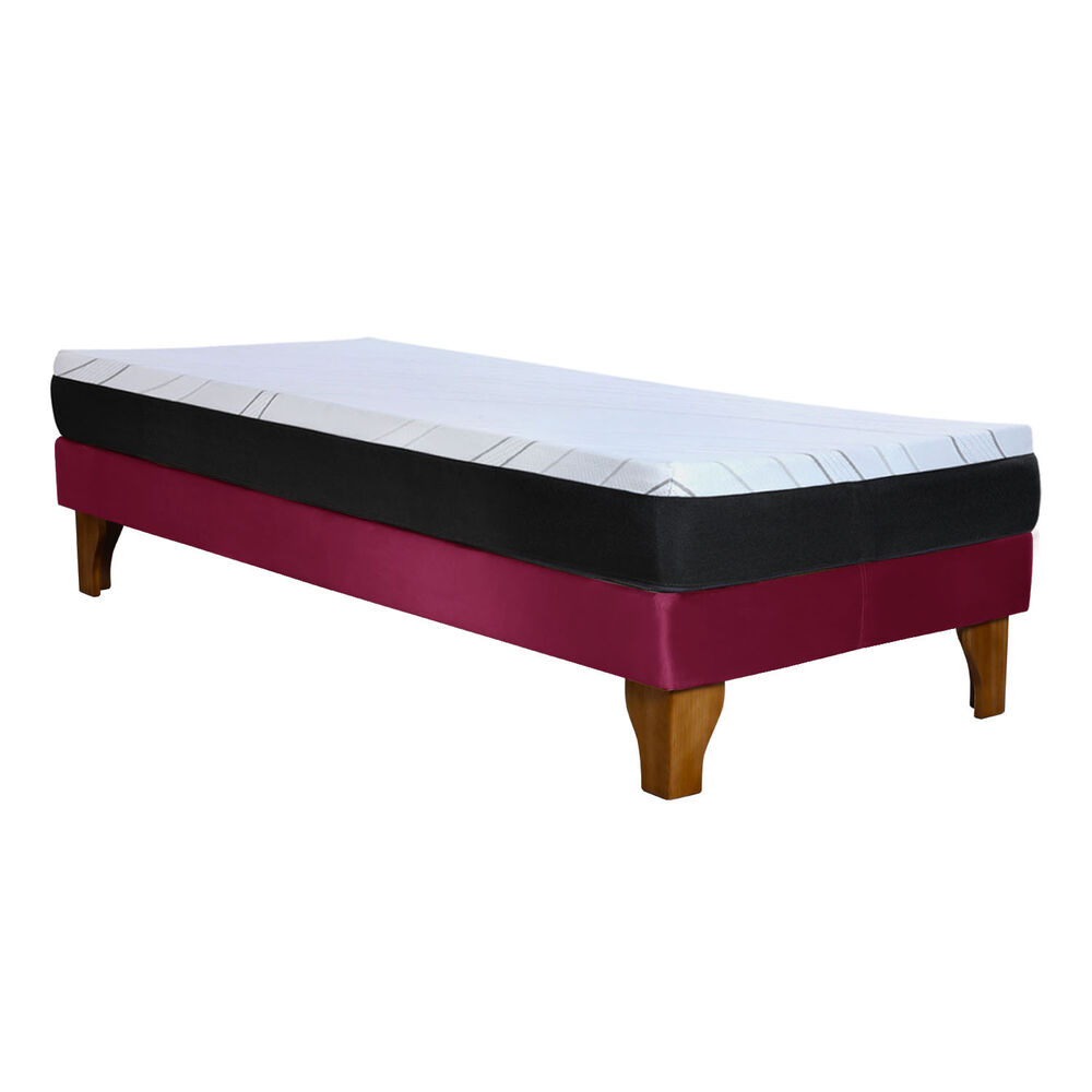 Cama Europea Zen Pro 1.5 Plazas Tela Velvet Burdeo image number 3.0