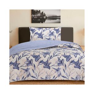 Quilt Andes Printed Rayas Azul 1.5 Plazas