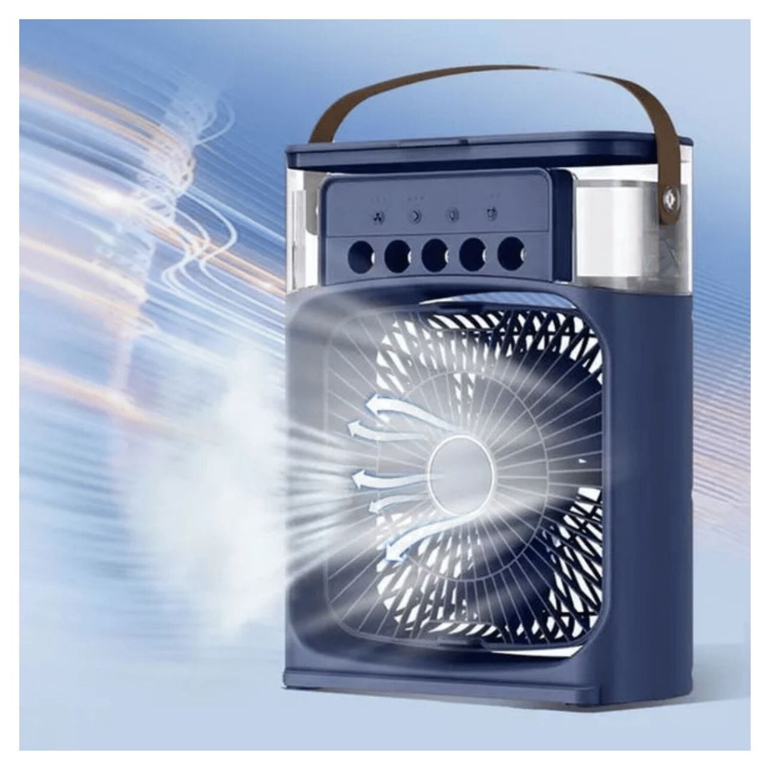 Climatizador Port&aacute;til Fr&iacute;o 4 En 1 Ventilador Humificador Enfriador Lampara Led 220v Usb Azul image number 6.0