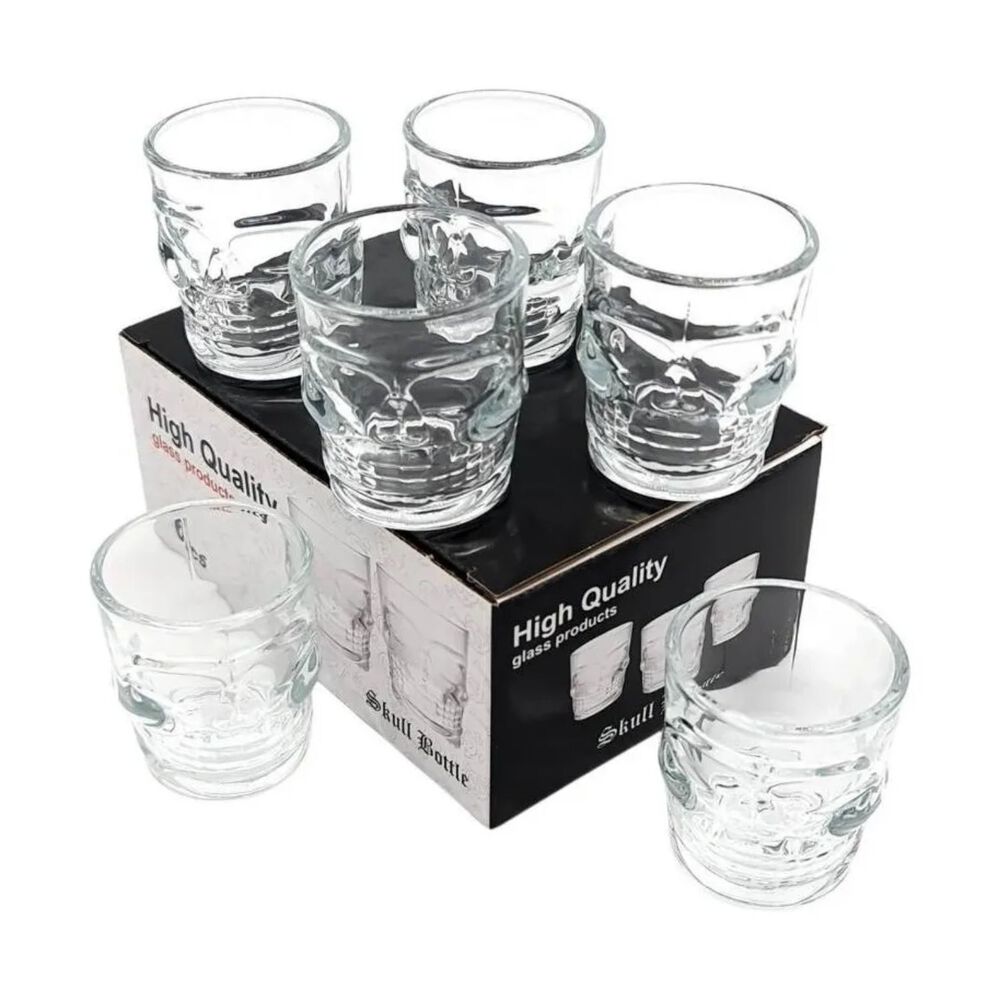 Set 6 Vasos De Vidrio Shot Calavera 65ml High Quality image number 0.0
