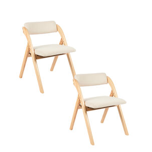 Pack De 2 Sillas Betlahem De Madera Plegable Acolchada - Beige