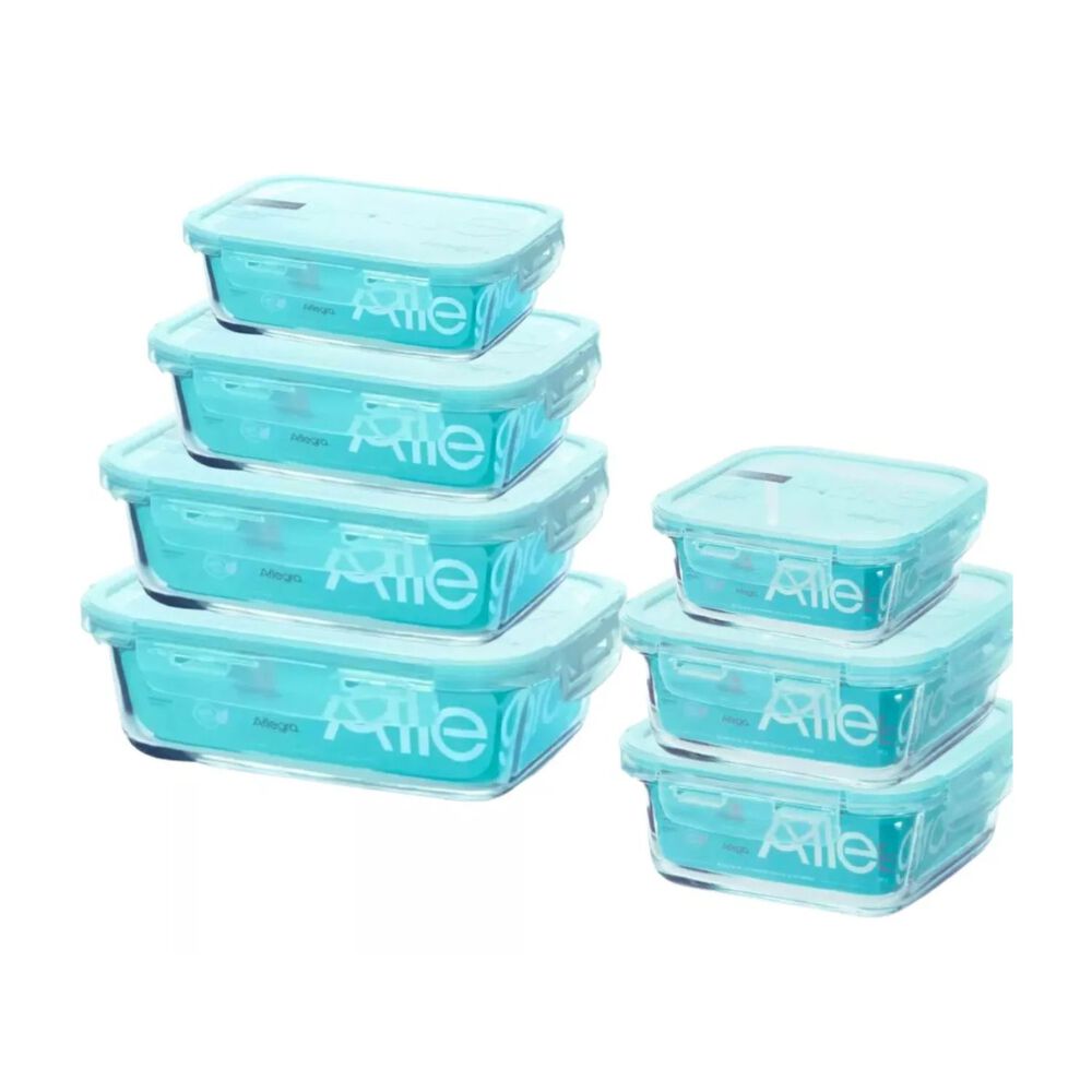 7 Taper Contenedores Herm&eacute;ticos Vidrio Templado Allegra Color Transparente image number 0.0