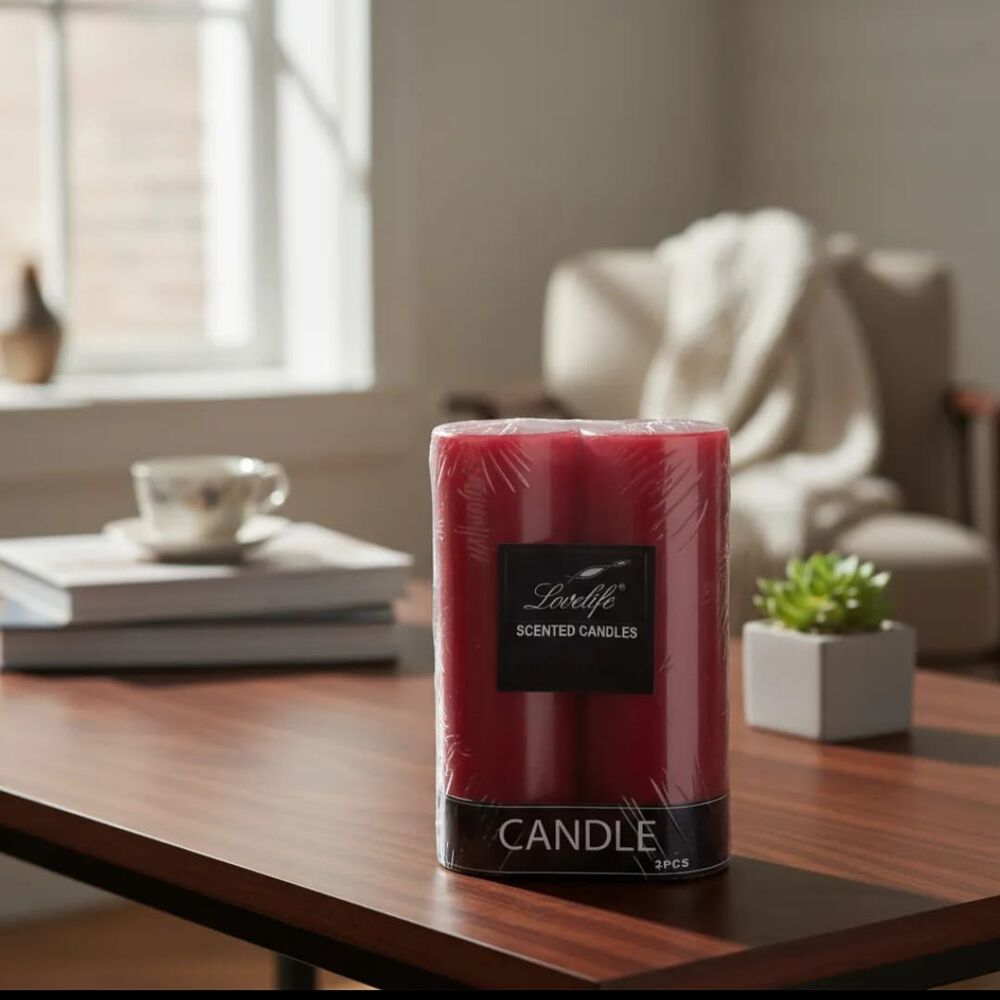 Pack De 2 Velas 15 X5 Cm Rojas image number 2.0