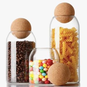 Pack 3 Botellas Frasco Vidrio Corcho Transparente Con Bola