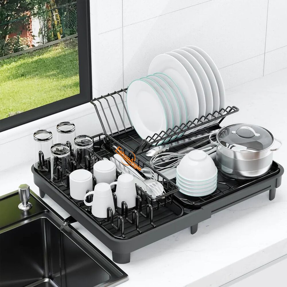 Escurridor Plegable De Platos Expansible Para Cocina Negra image number 5.0