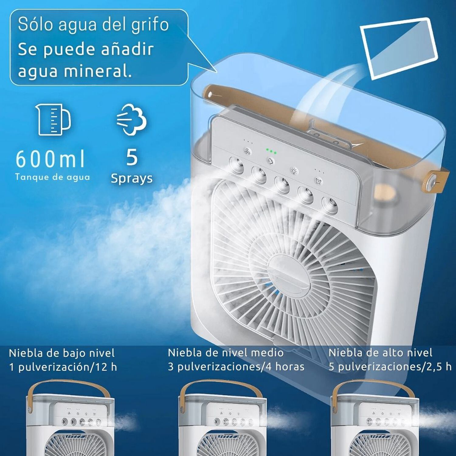 Climatizador Port&aacute;til Fr&iacute;o 4 En 1 Ventilador Humificador Enfriador Lampara Led 220v Usb image number 3.0