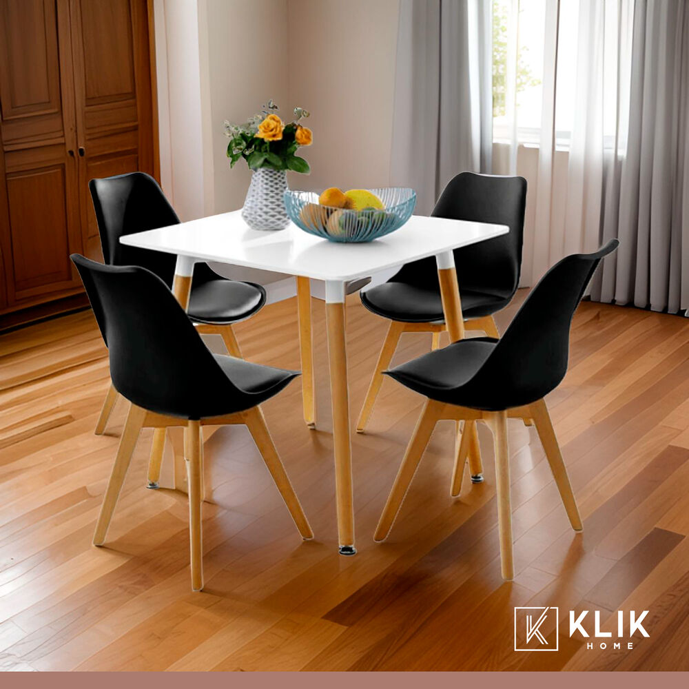 Comedor Mesa Eames Cuadrada Blanca + 4 Sillas Tulip Negras image number 7.0