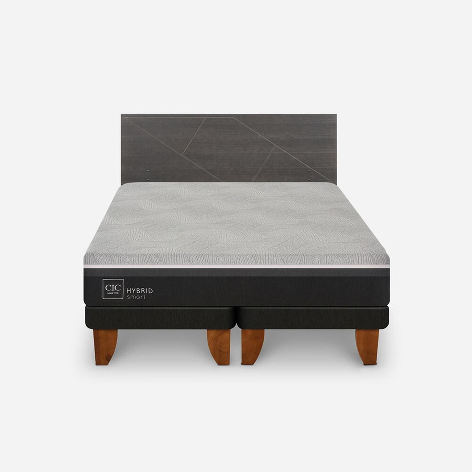 Cama Europea King Hybrid + Respaldo Villarrica Gris image number 0.0