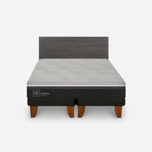 Cama Europea King Hybrid + Respaldo Villarrica Gris