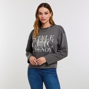 Poler&oacute;n Estampado Aplicaci&oacute;n Folia Y Strass Cuello Redondo Mujer Kimera