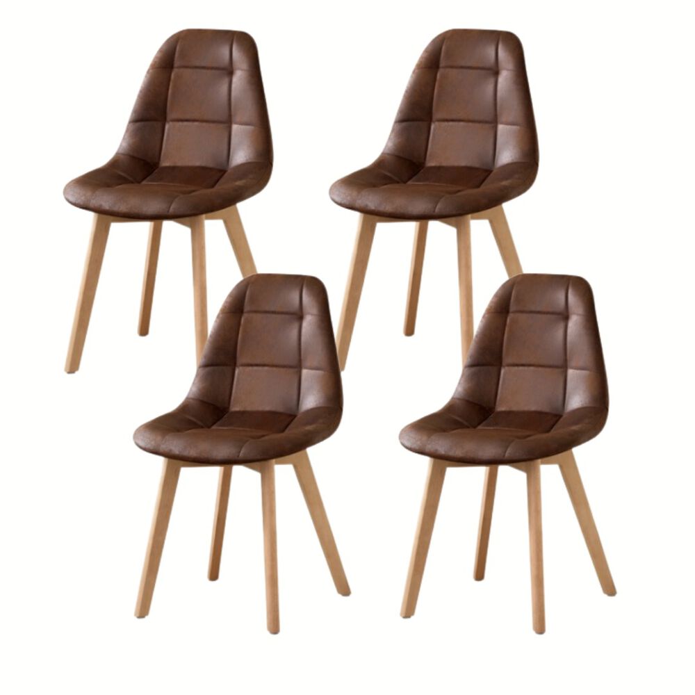 Comedor Warwick 100cm + 4 Sillas Capitonne Ecocuero Vintage Cafe image number 3.0