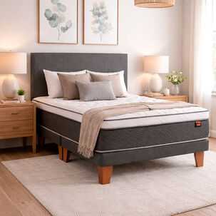 Cama Europea Celta Everest / 2 Plazas / Base Dividida + Set De Maderas