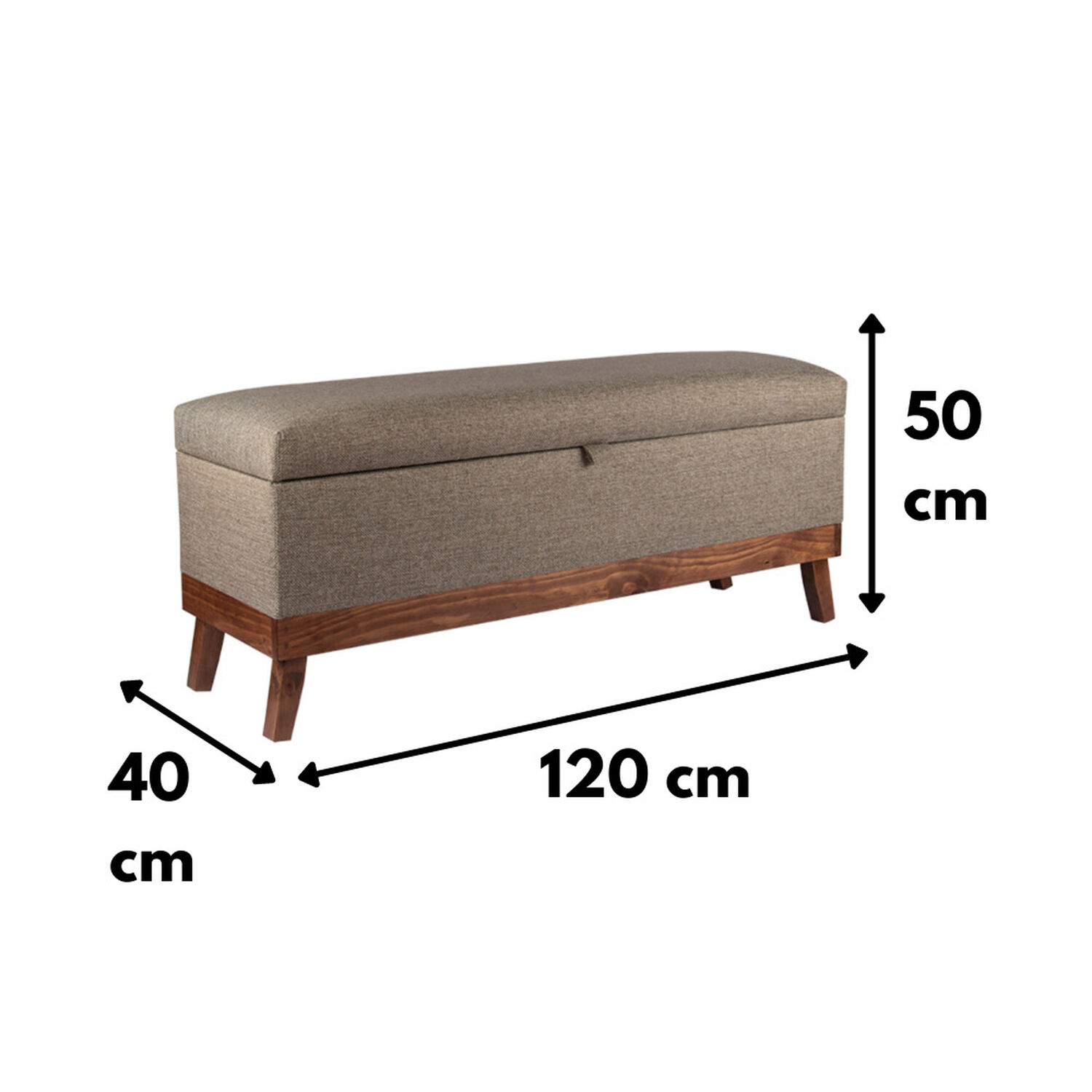 Banqueta Con Ba&uacute;l Incy Gris Beige Omega 120x40x50 Cm M&aacute;xima Design image number 4.0