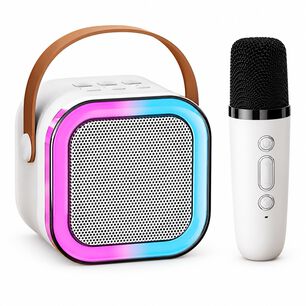 Parlante Karaoke Port&aacute;til Bluetooth Con Micr&oacute;fono K12 - Color Crema