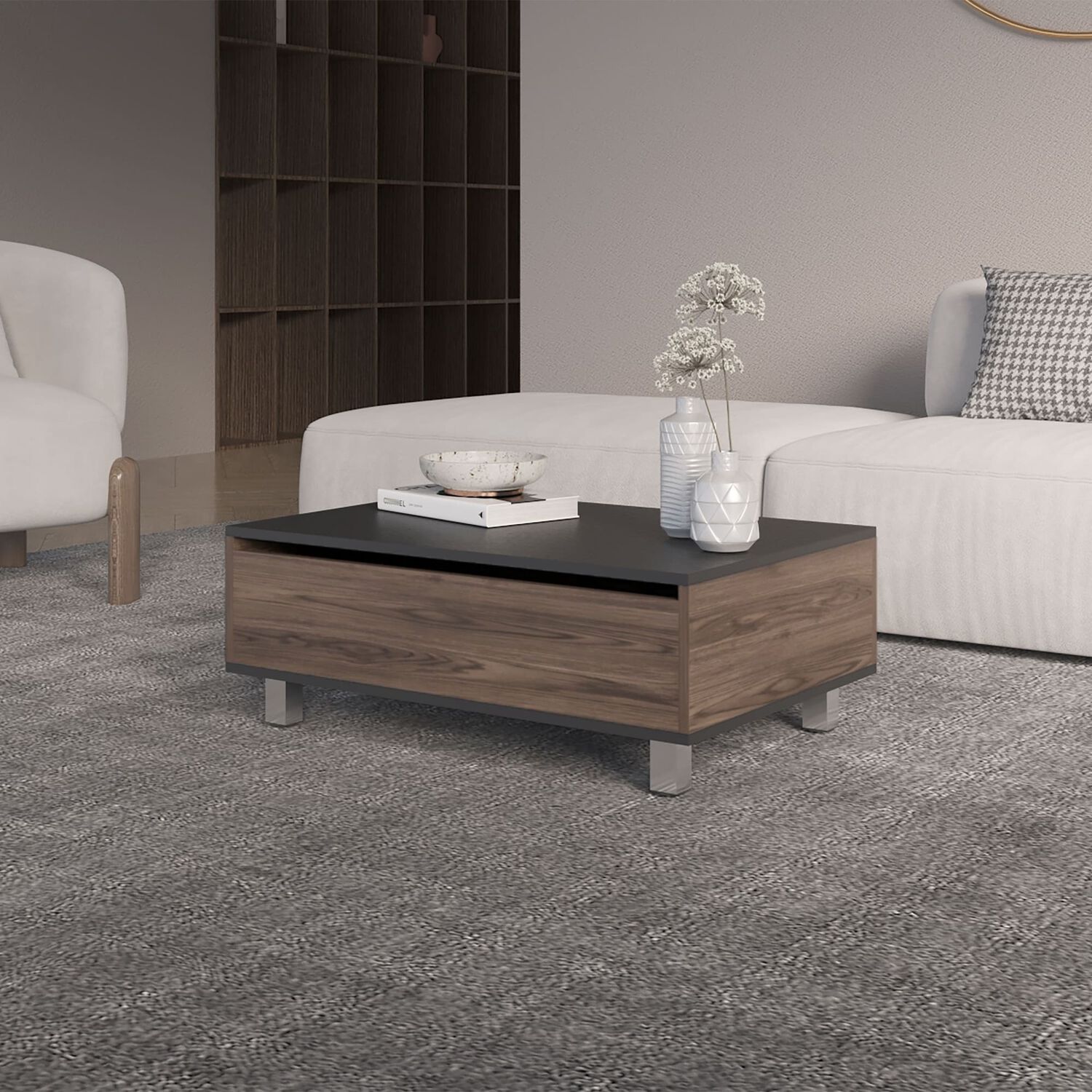 Mesa De Centro Extensible Fm-002o - Cafe Oscuro / Negro image number 7.0